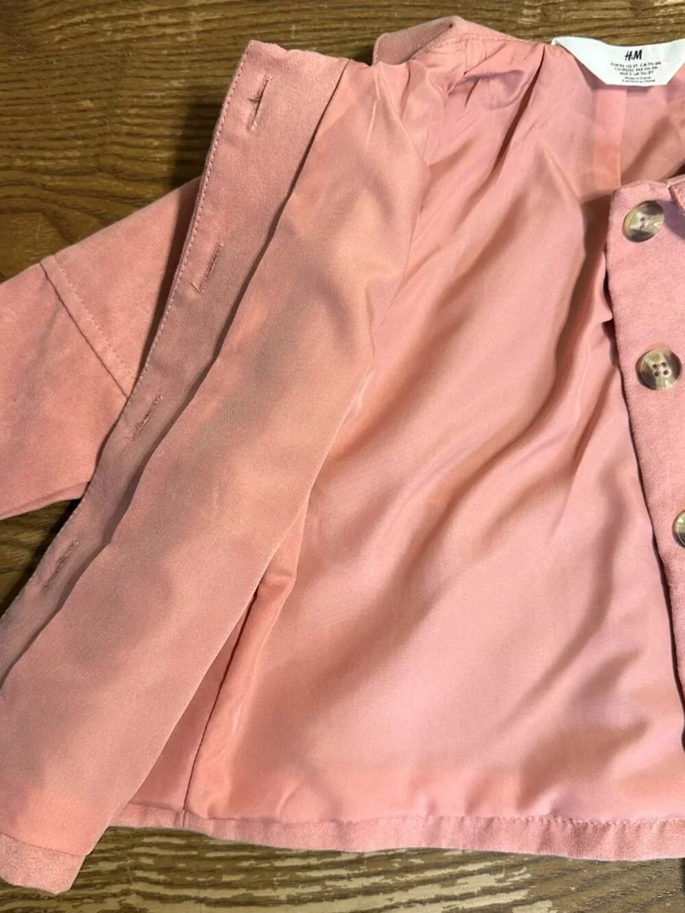 H&M Girls Pink Faux Suede Jacket & Shorts Matching Set 2T